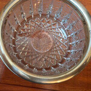 OLD RUSSIAN SILVER RIM CARVED CRYSTAL BONBONIERE